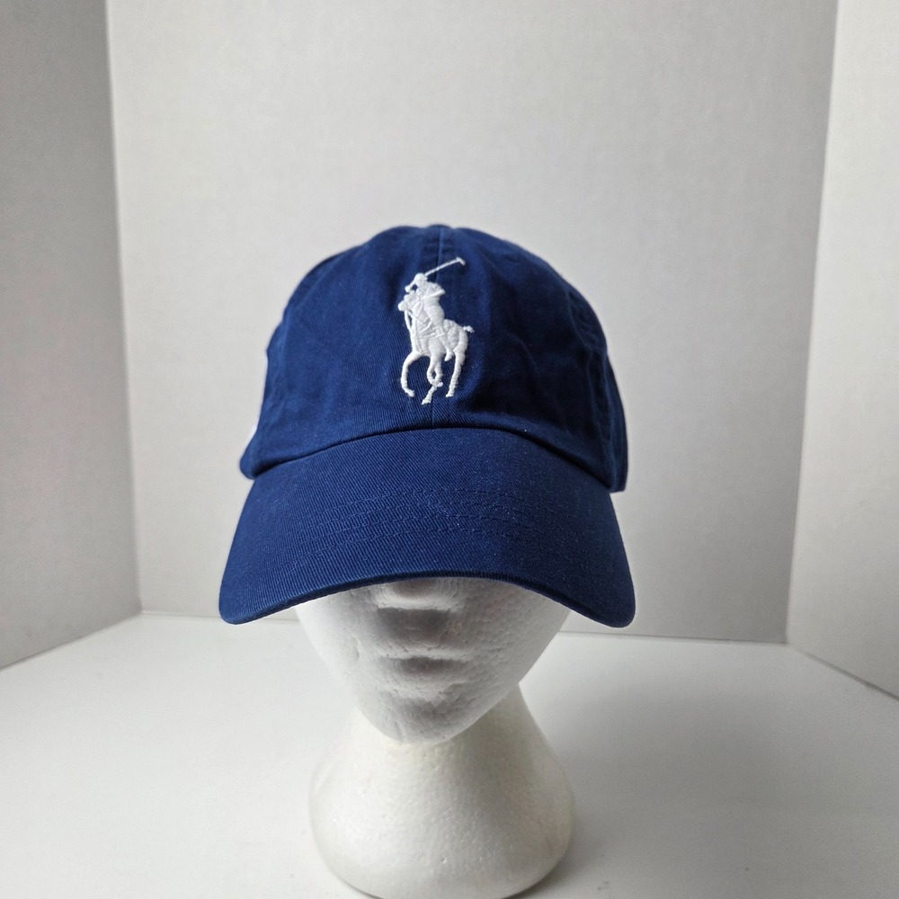 Polo Ralph Lauren Big Pony Cap Hat 3 Patch Blue One Size Adjustable Strapback